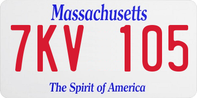 MA license plate 7KV105