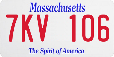 MA license plate 7KV106