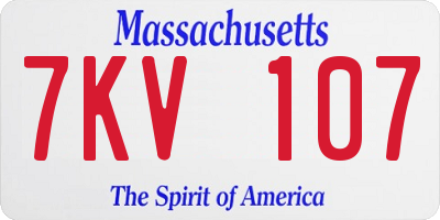 MA license plate 7KV107