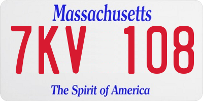 MA license plate 7KV108