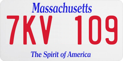 MA license plate 7KV109