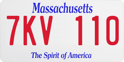 MA license plate 7KV110