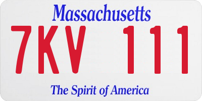 MA license plate 7KV111