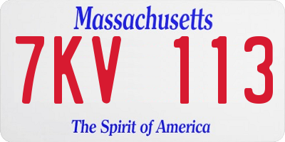 MA license plate 7KV113