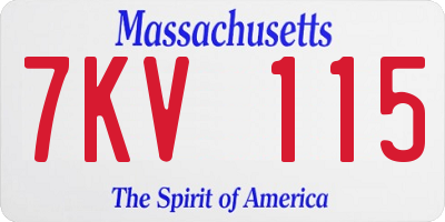 MA license plate 7KV115