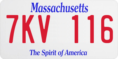MA license plate 7KV116