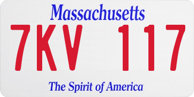MA license plate 7KV117