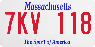MA license plate 7KV118