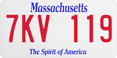 MA license plate 7KV119