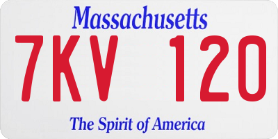 MA license plate 7KV120