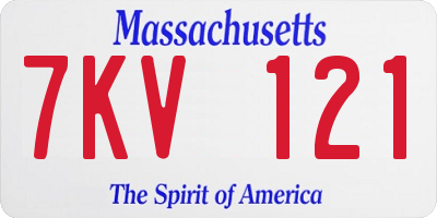 MA license plate 7KV121