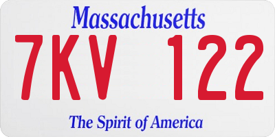 MA license plate 7KV122