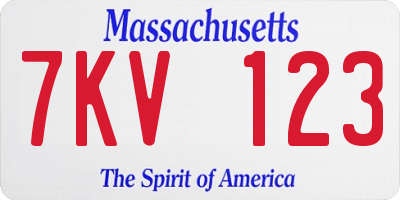 MA license plate 7KV123