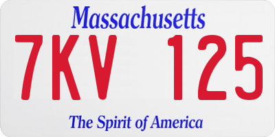 MA license plate 7KV125