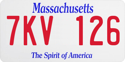 MA license plate 7KV126