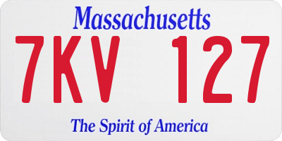 MA license plate 7KV127