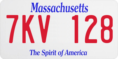 MA license plate 7KV128