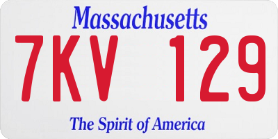 MA license plate 7KV129