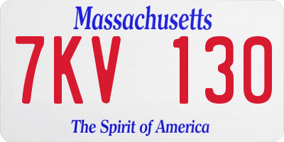 MA license plate 7KV130