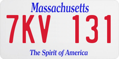 MA license plate 7KV131