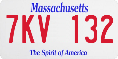 MA license plate 7KV132