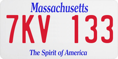 MA license plate 7KV133