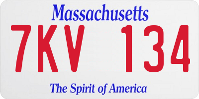 MA license plate 7KV134