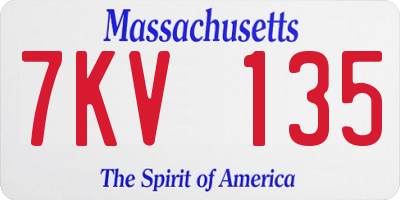 MA license plate 7KV135