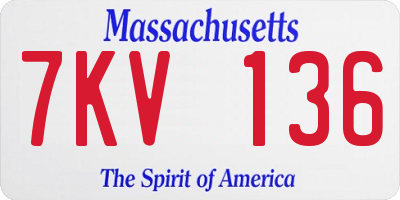 MA license plate 7KV136