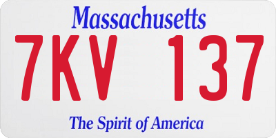 MA license plate 7KV137