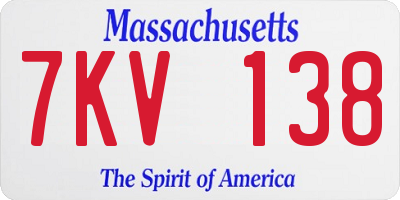 MA license plate 7KV138
