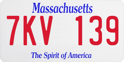 MA license plate 7KV139