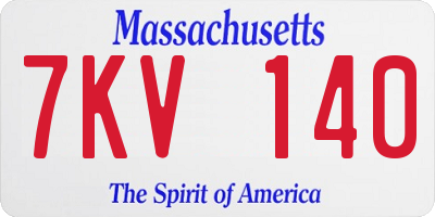 MA license plate 7KV140