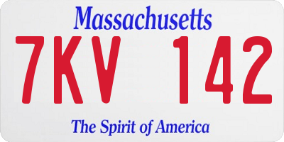 MA license plate 7KV142