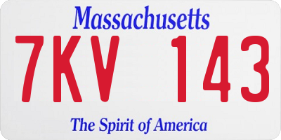 MA license plate 7KV143