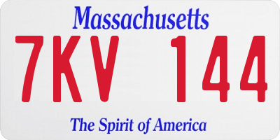 MA license plate 7KV144