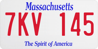 MA license plate 7KV145