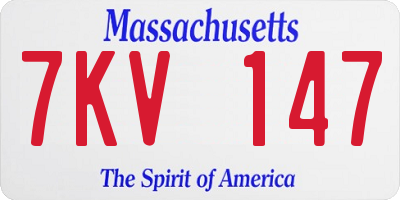 MA license plate 7KV147