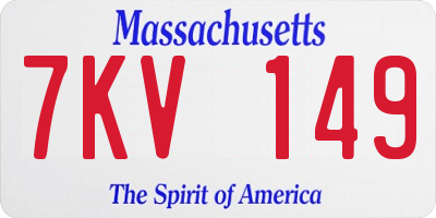MA license plate 7KV149