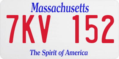 MA license plate 7KV152