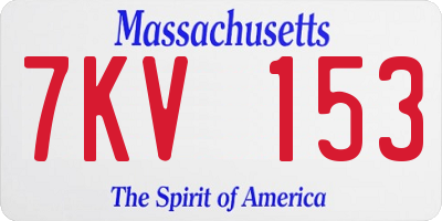 MA license plate 7KV153