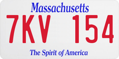 MA license plate 7KV154