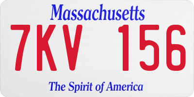 MA license plate 7KV156