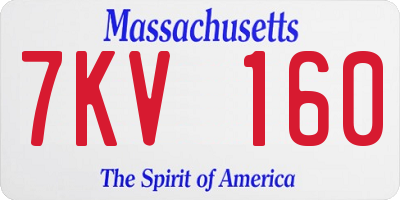 MA license plate 7KV160