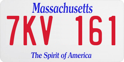 MA license plate 7KV161