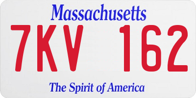 MA license plate 7KV162