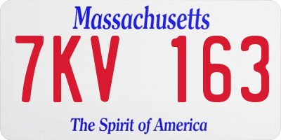 MA license plate 7KV163
