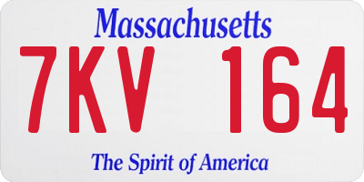 MA license plate 7KV164