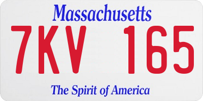 MA license plate 7KV165