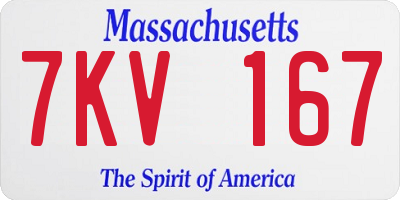 MA license plate 7KV167